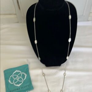 Kendra Scott Silver and White Long Necklace